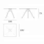 Dimension table carrée MART / L. 100 x H. 73 cm / Plank