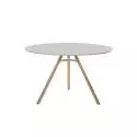 Table ronde MART / Ø 110 ou 120 cm / Piétement frêne naturel / Plateau Blanc / Plank