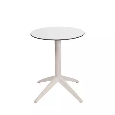 Table pliable ronde outdoor QUATRO compact blanc pied blanc