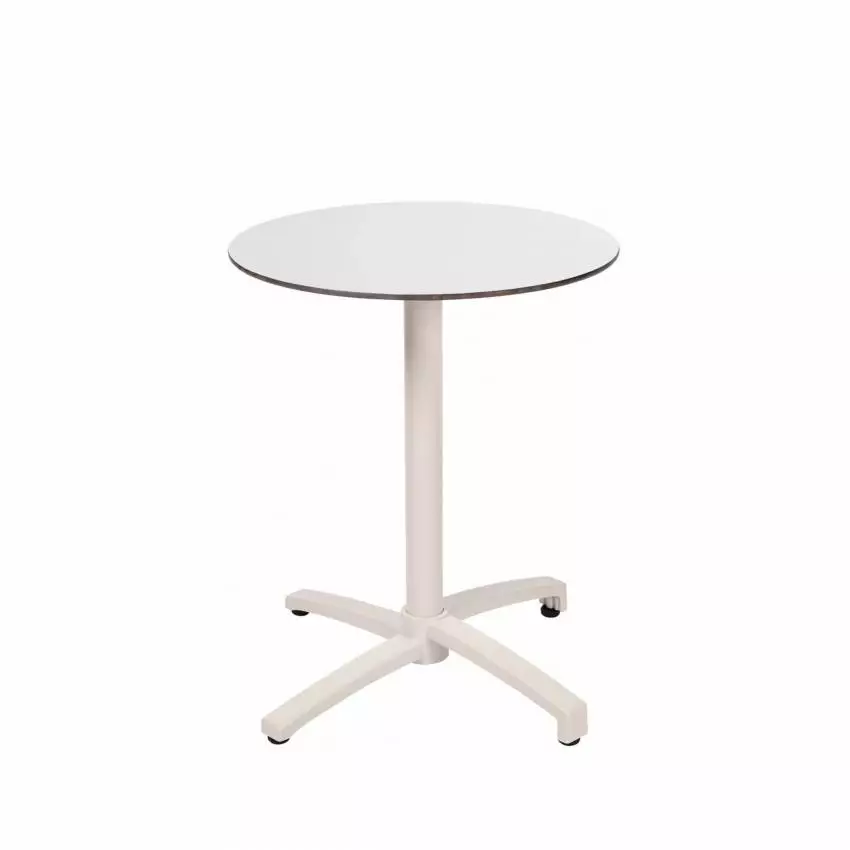 Table ronde pliable d'extérieur KISO / Compact blanc et pied blanc