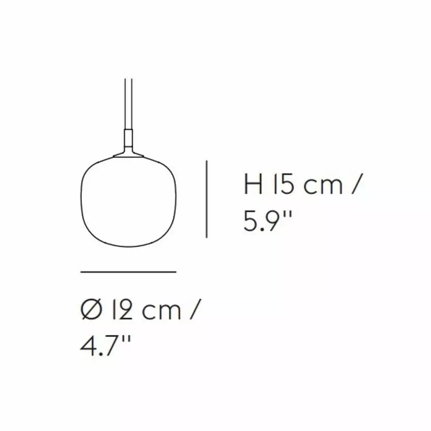 Dimension suspension RIME / Ø 12 cm / Noir / Verre / Muuto