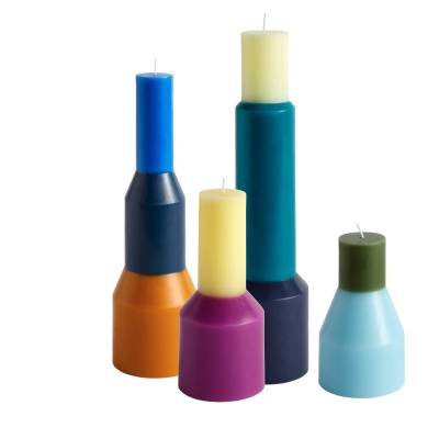 Ensemble 4 bougies Pillar Candle / blue fuschia jaune orange bleu / Hay