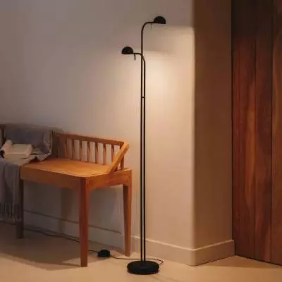 Lampadaire en métal PIN / 2 lampes / H. 125 cm / Noir / Vibia