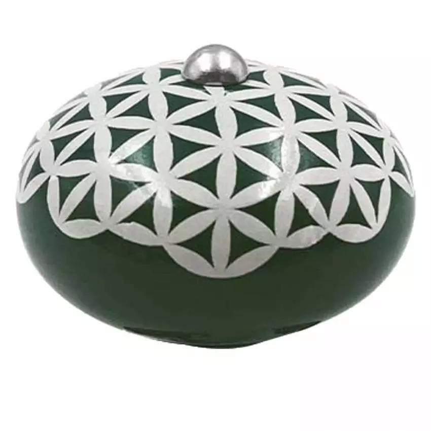Poignée céramique de L'INCROYABLE COCOTTE / Motif géométrique Vert / Cookut