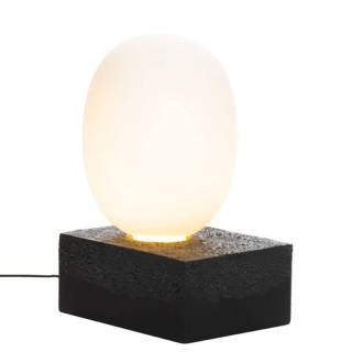 Lampe ovale MAGMA TWO HIGH / H. 55 cm / Verre Fumé - Base Noir / Pulpo