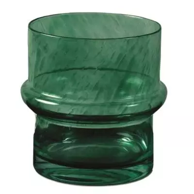 Vase GABRIEL SMALL / Ø 25 x H. 27 cm / Verre / Teinté Vert / Gommaire