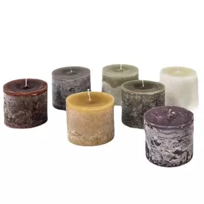 Bougie CYLINDER CANDLE / 3 Coloris / Orange - Taupe - Bronze / Gommaire
