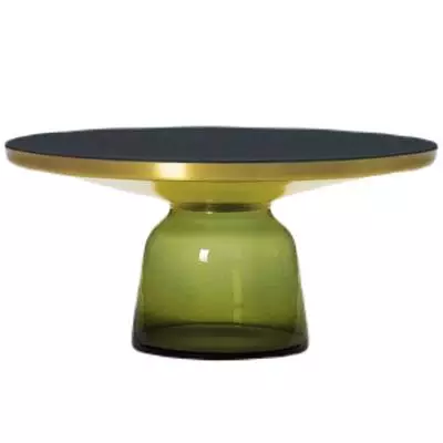 Table basse BELL / Ø 75 x H. 36 cm / Verre / Plateau verre / Laiton et Vert Olive / ClassiCon