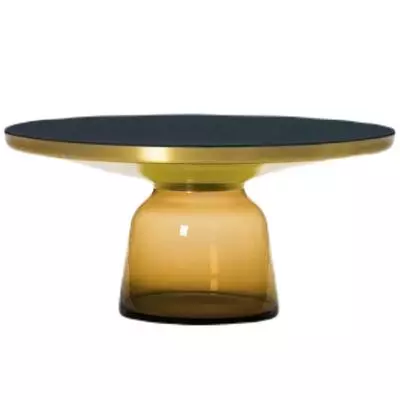 Table basse BELL / Ø 75 x H. 36 cm / Verre / Plateau verre / Laiton, Orange ambré / ClassiCon