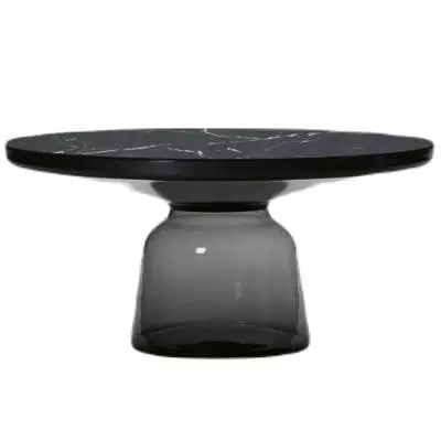 Table basse BELL / Ø 75 x H. 36 cm / Verre / Plateau marbre noir / Gris Quartz / ClassiCon