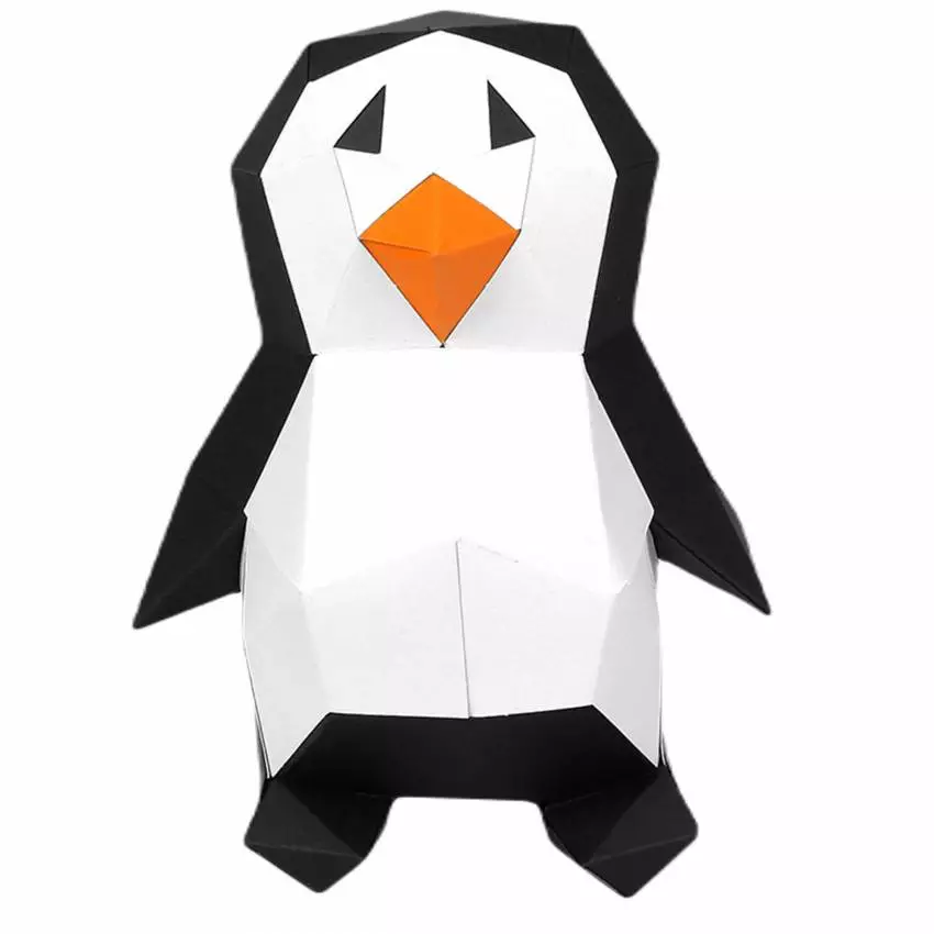 Trophée pingouin en 3D BABIES / Papier recyclé / Blanc et Noir / Agent Paper