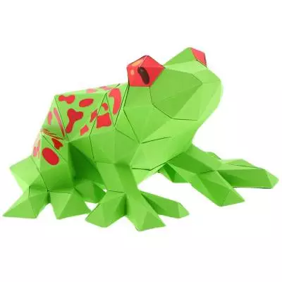 Grenouille décoratif en 3D / Papier recyclé / Vert et Rouge / Agent Paper