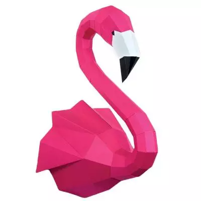 Trophée mural flamant rose en 3D ARMAND / Papier recyclé / Rose / Agent Paper