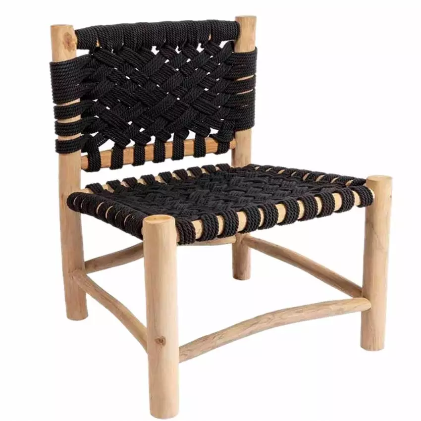 Chaise ethnique ORGANIC / Bois Recyclé / Coton Noir