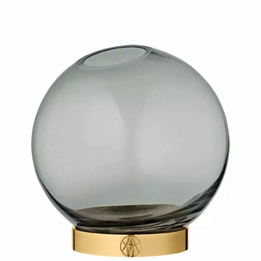 Vase GLOBE / ø 10 cm / Verre - Laiton / Vert / Transparent / AYTM