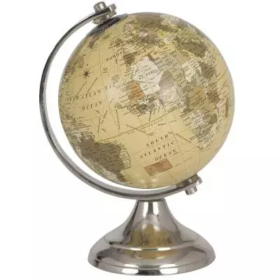 Objet Deco Globe Terrestre / H. 16 cm / Argent / Cozy Living