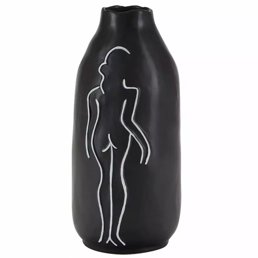 Vase Corps Femme / H. 30,3 cm / Ceramique / Noir / Cozy Living