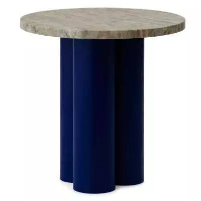 Table d'appoint DIT / Piétement Bleu / Plateau Travertin Argent / Normann Copenhagen