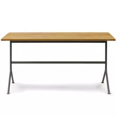Table de bureau KIP / Piétement métal gris / Plateau en bois de chêne / Normann Copenhagen