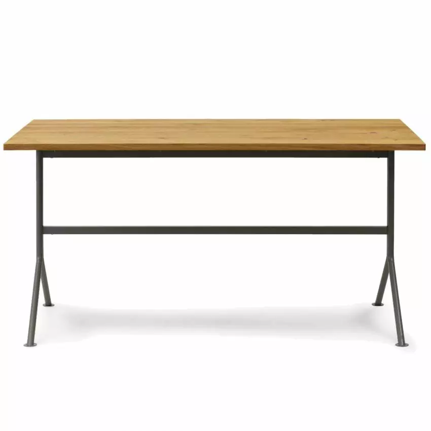 Table de bureau KIP / Piétement métal gris / Plateau en bois de chêne / Normann Copenhagen