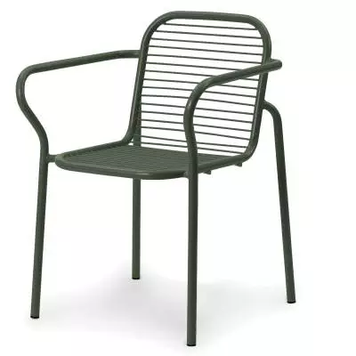 Chaise outdoor avec accoudoirs VIG / H. assise 46 cm / Métal / Vert foncé / Normann Copenhagen