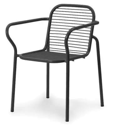 Chaise outdoor avec accoudoirs VIG / H. assise 46 cm / Métal / Noir / Normann Copenhagen