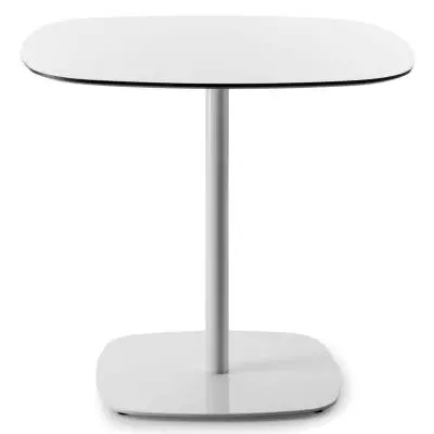 Table LOTTUS 21 / Hauteur 73 cm / Plateau carré à bords arrondis / HPL Blanc