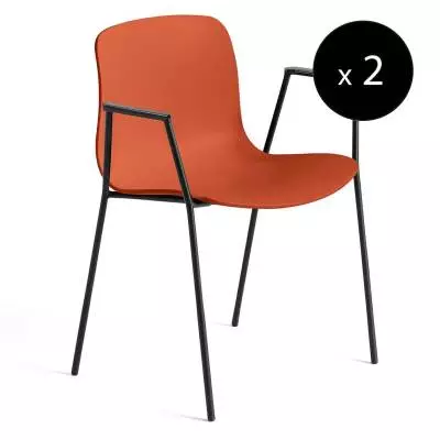 Chaise avec accoudoirs AAC 18 / Orange et pieds noir