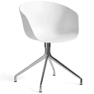Chaise bureau AAC 20 blanc / pieds aluminium poli - HAY