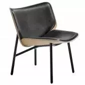 Hay / Chaise longue Dapper cuir noir / coque chêne mat / pieds noir