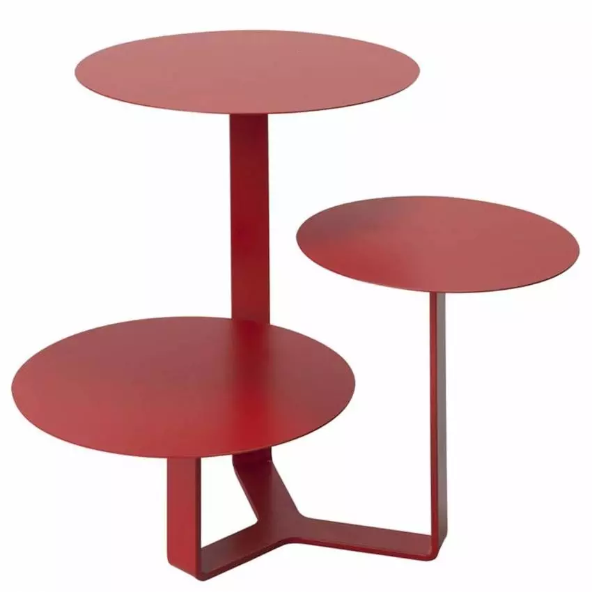 Table de chevet TRILOGY / H. 42 cm / Métal / Rouge