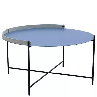 Table basse ronde EDGE / Ø 76 x H. 40 cm / Métal / Bleu Canard / Houe