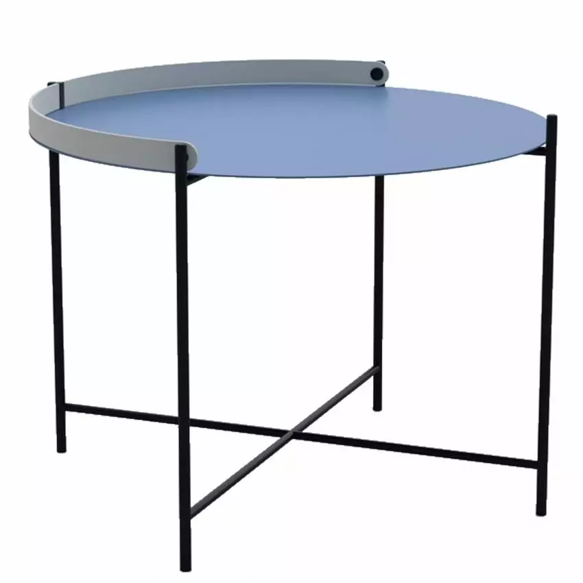 Table basse ronde EDGE / Ø 62 x H. 46 cm / Métal / Bleu Canard / Houe
