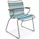 Chaise de jardin CLICK / H. assise 44,5 cm / Accoudoirs en bambou / Lamelles en Plastique / Bleu et Vert / Houe