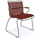 Chaise de jardin CLICK / H. assise 44,5 cm / Accoudoirs en bambou / Lamelles en Plastique / Rouge Paprika / Houe
