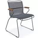 Chaise de jardin CLICK / H. assise 44,5 cm / Accoudoirs en bambou / Lamelles en Plastique / Gris Foncé / Houe