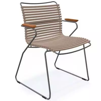 Chaise de jardin CLICK / H. assise 44,5 cm / Accoudoirs en bambou / Lamelles en Plastique / Beige Sable / Houe