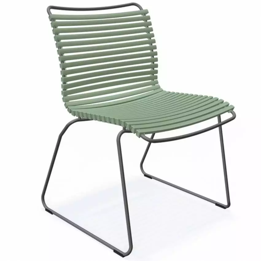 Chaise de jardin CLICK / H. assise 43,5 cm / Lamelles en Plastique / Vert Dusty / Houe