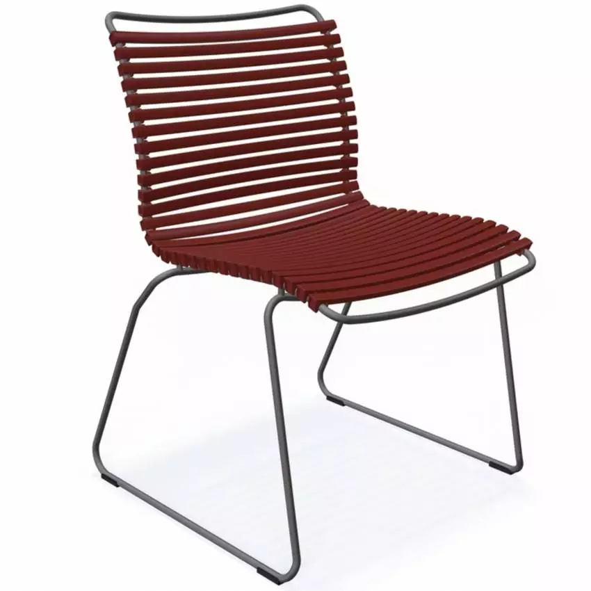 Chaise de jardin CLICK / H. assise 43,5 cm / Lamelles en Plastique / Rouge Paprika / Houe