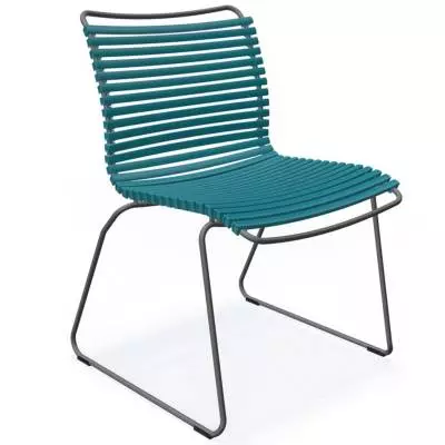 Chaise de jardin CLICK / H. assise 43,5 cm / Lamelles en Plastique / Bleu Pétrole / Houe