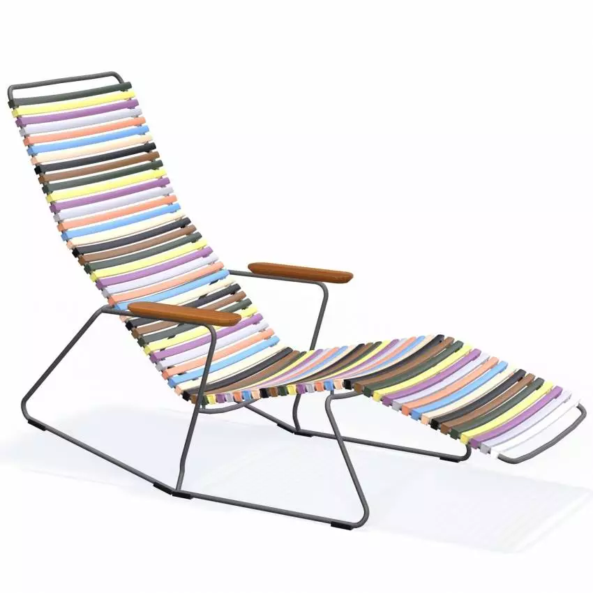 Chaise longue CLICK / L. 1,51 m / Accoudoirs en Bambou / Plastique / Multicolore / Houe
