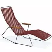 Chaise longue CLICK / L. 1,51 m / Accoudoirs en Bambou / Plastique / Rouge Paprika / Houe