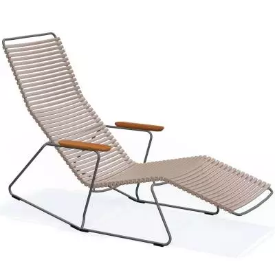 Chaise longue CLICK / L. 1,51 m / Accoudoirs en Bambou / Plastique / Beige Sable / Houe