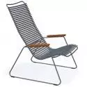 Fauteuil lounge CLICK / H. assise 37,5 cm / Accoudoirs en Bambou / Plastique / Gris Foncé / Houe