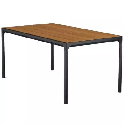 Table de jardin FOUR / L. 160 cm / Plateau bambou / Piètement Noir / Houe