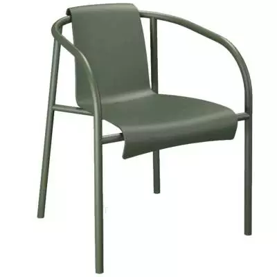 Chaise outdoor avec accoudoirs NAMI / H. assise 44,5 cm / Plastique recyclé / Vert / Houe