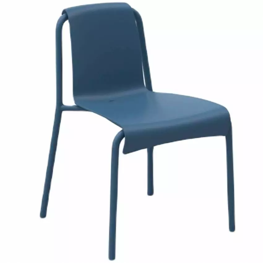Chaise outdoor NAMI / H. assise 44,5 cm / Plastique recyclé / Bleu / Houe