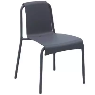 Chaise outdoor NAMI / H. assise 44,5 cm / Plastique recyclé / Gris foncé / Houe