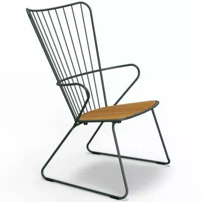 Fauteuil lounge outdoor PAON / H. assise 40 cm / Métal Bambou / Vert / Houe