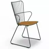 Chaise outdoor avec accoudoirs PAON / H. assise 46 cm / Métal Bambou / Vert / Houe